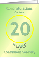 20 Years of Continuous Sobriety, Congratulations card