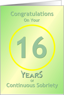 16 Years of Continuous Sobriety, Congratulations card