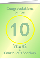 10 Years of Continuous Sobriety, Congratulations card