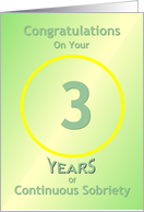 3 Years of Continuous Sobriety, Congratulations card