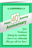 Happy FORTY YEAR, Sobriety Anniversary, card