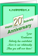 Happy TWENTY YEAR, Sobriety Anniversary, card