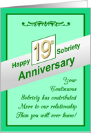 Happy NINETEEN YEAR, Sobriety Anniversary, card