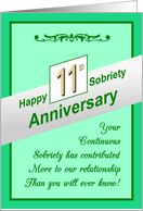 Happy ELEVENTH YEAR, Sobriety Anniversary, card