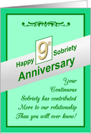 Happy NINTH YEAR, Sobriety Anniversary, card