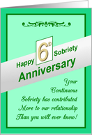 Happy SIXTH YEAR, Sobriety Anniversary, card