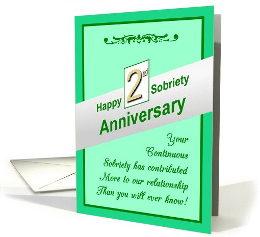 Happy SECOND YEAR, Sobriety Anniversary, card (930085)