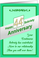 Happy FORTY FOURTH YEAR, Sobriety Anniversary, card