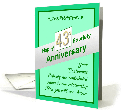 Happy FORTY THIRD YEAR, Sobriety Anniversary, card (932613)