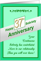 Happy THIRTY SEVENTH YEAR, Sobriety Anniversary, card