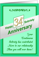 Happy THIRTY FOURTH YEAR, Sobriety Anniversary, card