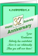 Happy THIRTY SECOND YEAR, Sobriety Anniversary, card