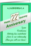 Happy TWENTY SECOND YEAR, Sobriety Anniversary, card