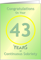 Congratulations, 43 Years, Happy Recovery Anniversary , card