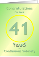 Congratulations, 41 Years, Happy Recovery Anniversary , card