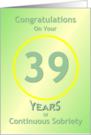 Congratulations, 39 Years, Happy Recovery Anniversary , card