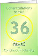 Congratulations, 36 Years, Happy Recovery Anniversary , card