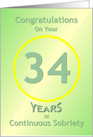 Congratulations, 34 Years, Happy Recovery Anniversary , card