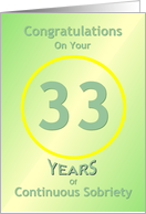Congratulations, 33 Years, Happy Recovery Anniversary , card