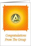 4 YEARS. Congratulations From The Group card