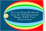 Rocketed into Fifth Year Anniversary card
