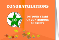 10 Year Continuous Sobriety Falling leaves card