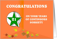 21 Year Continuous Sobriety Falling leaves card