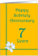 7 year Happy Sobriety Anniversary, White Flower card