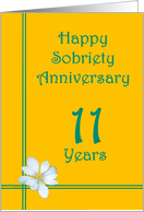 11 year Happy Sobriety Anniversary, White Flower card