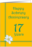 17 year Happy Sobriety Anniversary, White Flower card