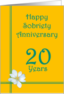 20 year Happy Sobriety Anniversary, White Flower card