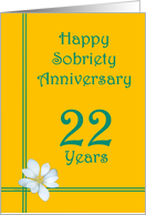 22 year Happy Sobriety Anniversary, White Flower card