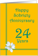 24 year Happy Sobriety Anniversary, White Flower card