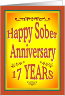 17 YEARS Happy Sober Anniversary in bold letters. card