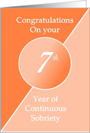 Congratulations 7 Years of continuous sobriety. Light and dark orange card