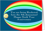 Rocketed into Sixth Year Anniversary card
