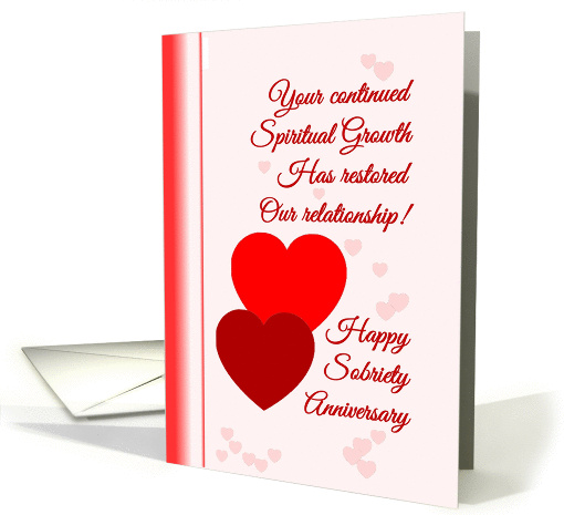 Happy Sobriety Anniversary Red Hearts card (971101)