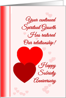 Happy Sobriety Anniversary Red Hearts card