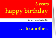 3 Years Happy Birthday red white blue card