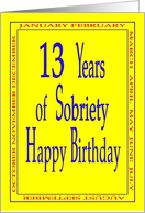 13 Years Happy Birthday Bright yellow card