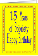 15 Years Happy Birthday Bright yellow card