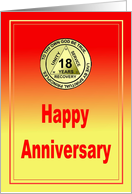18 Year, Medallion Happy Anniversary card