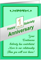 1 MONTH, Happy Sobriety Anniversary card