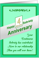 4 MONTHS, Happy Sobriety Anniversary card