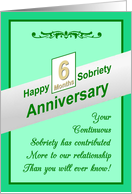 6 MONTHS, Happy Sobriety Anniversary card