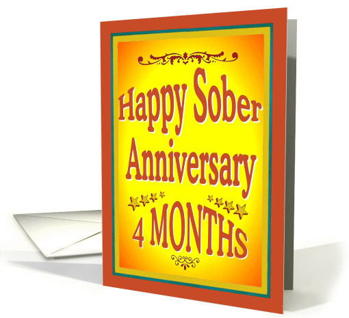 4 Months Happy Sober Anniversary in bold letters. card (977345)