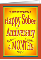 4 Months Happy Sober Anniversary in bold letters. card