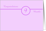 Congratulations 9 months. A simple card in lavender and purple colors. card