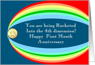 Rocketed into First Month Anniversary card