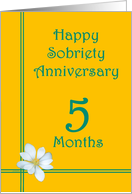 5 Month Happy Sobriety Anniversary, White Flower card